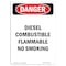 Signmission OSHA Danger, Diesel Combustible Flammable No Smoking, 10in X 7in Decal, 7" W, 10" L, Portrait OS-DS-D-710-V-2529 - alternate 1